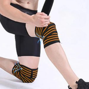 Orange Sports Knee Wraps (Pair) Weight Lifting