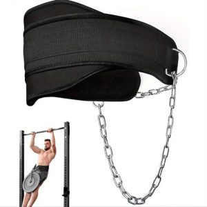 Zwart Dip Belt Gewichthef Riem Unisex Met Metalen Ketting Voor Krachttraining