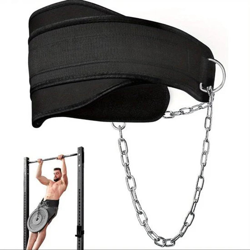 Zwart Dip Belt Gewichthef Riem Unisex Met Metalen Ketting Voor Krachttraining